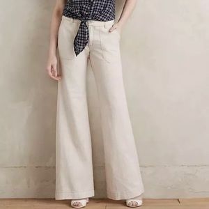 Anthropologie Linen Wide Leg Pants